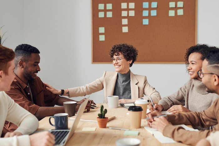 business team meeting at a conference table